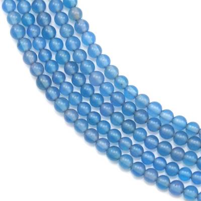 filo di perline di agata blu naturale da 3 mm, rotondo, foro da 0,7 mm, circa 131 perline per filo, 15~16"