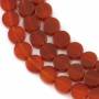 Agate rouge ronde plate sur fil  Taille 8mm trou1.5mm Environ 51perles/fil 15~16"