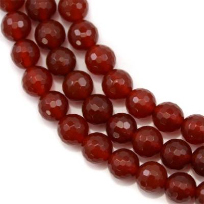 Natural Red Agate Beads Strand Faceted Round Diameter 12mm Hole 1.5mm About 33 Beads/Strand 39-40cm