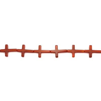 Filo di perline di agata rossa naturale, croce, dimensioni 22x30 mm, foro 1,5 mm, circa 13 perline per filo, 15~16"