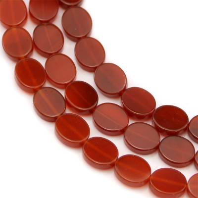 Rote Achate ovale und flache Perlenkette 10x14mm Durchmesser des Loch 1mm ca. 29 Stck / Strang 15~16"