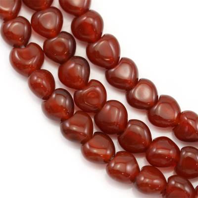 Fili di perline di agata rossa, forma di cuore, 6x6 mm, foro 0,8 mm, circa 72 perline/filamento, 15~16"