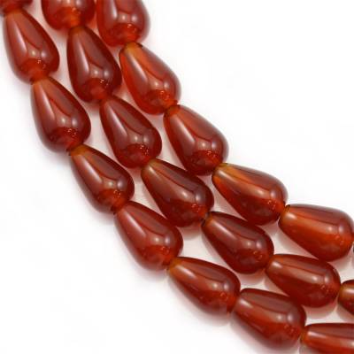Filo di perle di agata rossa naturale, a goccia, dimensioni 8x12 mm, foro 1 mm, circa 33 perle/filo, 15~16"