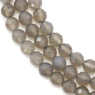 Filo di perline di agata grigia naturale, rotondo sfaccettato, diametro 6 mm, foro 1 mm, circa 67 perline per filo, 15~16"