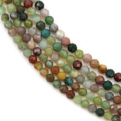 Perles d'Agate indienne ronde facette sur fil  Taille 2mm trou 0.4mm  15~16"/fil