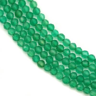 Perles d'Agate verte ronde facette sur fil Taille 2mm trou 0.5mm 15~16"/fil