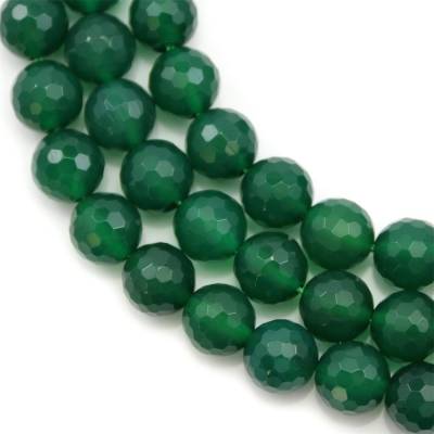 Natural Green Agate Beads Strand Faceted Round Diameter 10mm Hole 1mm About 39 Beads/Strand 39-40cm