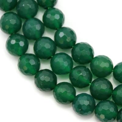 Filo di perline di agata verde naturale, rotondo sfaccettato, diametro 14 mm, foro 1,5 mm, circa 28 perline per filo, 15~16"