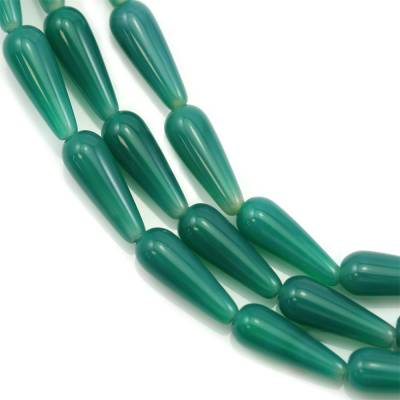 Fili di perline di agata verde, a goccia, 6x16 mm, foro 1 mm, circa 25 perline/filamento, 15~16"