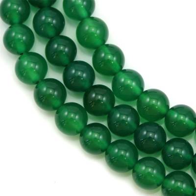 Miçangas redondas de ágata verde. Diâmetro: 8mm. Orificio: 1mm. 49pçs/fio. 15~16"