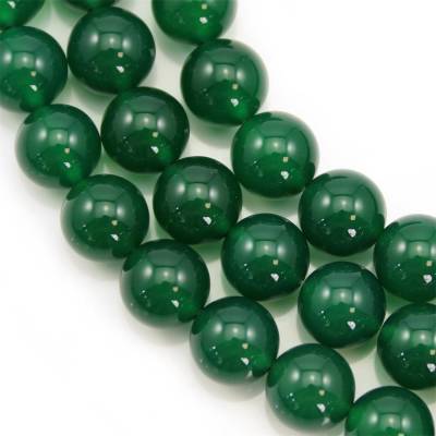Filo di perline di agata verde naturale, rotondo, diametro 14 mm, foro 1,5 mm, circa 28 perline per filo, 15~16"