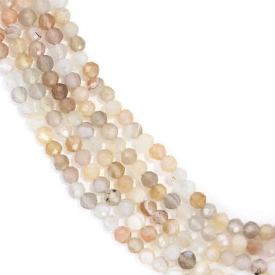 Natural Botswana Agate Beads Strand Faceted Round Diameter 2mm Hole 0.4mm About 188 Beads/Strand 39-40cm