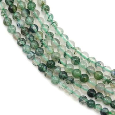 Natural Moss Agate Round Beads Strand 3mm Hole 0.7mm About 131 Beads/Strand 39-40cm