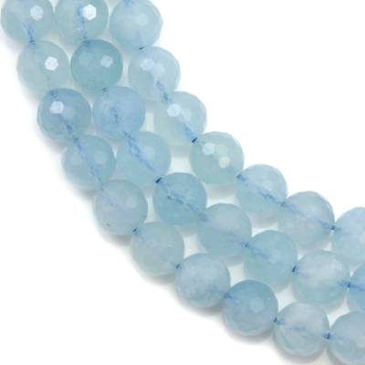 Natural Aquamarine Beads Strand Faceted Round Diameter 8mm Hole 1mm About 48 Beads/Strand 15~16"