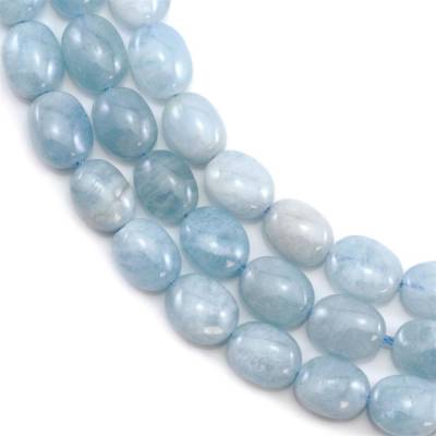 Perles d'aigue-marine naturelles en brin ovale 6x8mm 39-40cm/brin