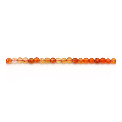 Natural Carnelian Beads Faceted  Round Diameter 2mm Hole 0.4mm About 186 Beads/Strand 15~16"
