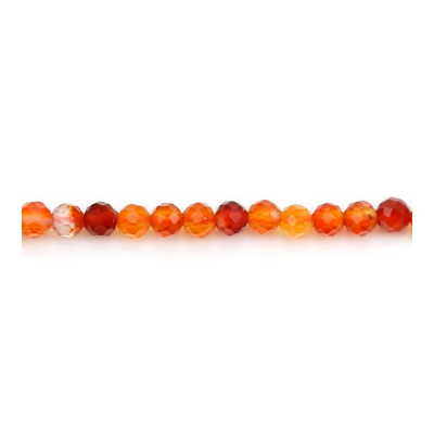 Natural Carnelian Beads Strand Faceted Round Diameter 3mm Hole 0.6mm About 135 Beads/Strand 15~16"
