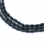 Natural Black Agate Beads Strand Faceted Rice Shape Size 4x6mm Hole 1mm About 63 Beads/Strand 39-40cm