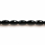 黒瑪瑙カット米形ビーズ　サイズ 4mm x6mm 穴長径 1.0mm 約63個珠/本