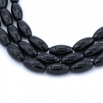 Natural Black Agate Beads Strand Rice Shape Size 13x18mm Hole 1mm About 22 Beads/Strand 39-40cm