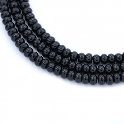 黑瑪瑙串珠 算盤珠 尺寸4x6毫米 孔徑1毫米 長度39-40厘米/條