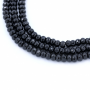 Fili di perline di agata nera naturale, abaco sfaccettato, 4x6mm, foro 1mm, circa 93 perline/filamento, 15~16"