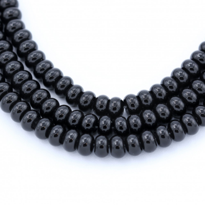 黑瑪瑙串珠 算盤珠 尺寸 5x8毫米 孔徑1毫米 長度39-40厘米/條