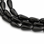 Fili di perline sfaccettate di agata nera, a goccia, 8x16 mm, foro 1 mm, circa 25 perline/filamento, 15~16"