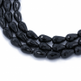 Fili di perline di agata nera sfaccettata, a goccia, 8x12 mm, foro 1 mm, circa 33 perline/filamento, 15~16"