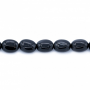 Schwarze Achate flache ovale Perlenkette 7x9mm Durchmesser des Loch 1mm ca. 45 Stck / Strang 15~16"