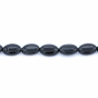 Fili di perline di agata nera, ovali, 8x10 mm, foro 1 mm, circa 40 perline/filamento, 15~16"