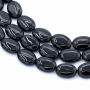Filo di perline di agata nera naturale, rotondo piatto, dimensioni 16x12 mm, foro 1 mm, circa 25 perline per filo, 15~16"