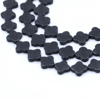 Natural Black Agate Beads Strand Clover Size 18x18mm Hole 1mm About 22 Beads/Strand 39-40cm