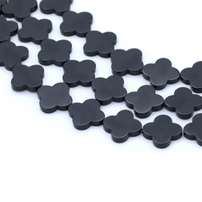 Natural Black Agate Beads Strand Clover Size 20x20mm Hole 1mm About 20 Beads/Strand 39-40cm