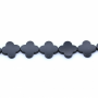 Schwarze Achate kleeblattförmige Perlenkette 20x20mm Durchmesser des Loch 1mm ca. 20 Stck / Strang 15~16"