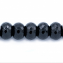 Fili di perline di agata nera naturale, abaco sfaccettato, 10x14 mm, foro 1,5 mm, circa 40 perline per filo, 15~16"