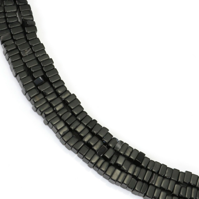 Perles d'agate noire naturelle, carré 2x4mm 39-40cm/tronc