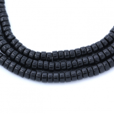 Black Agate Heishi Beads Strand Size 2x4mm Hole0.9mm 39-40cm/Strand