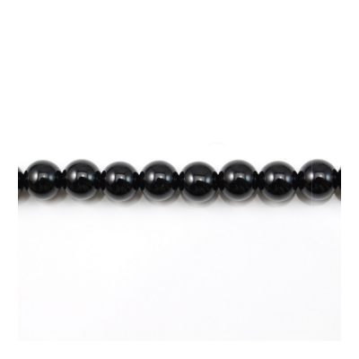 Schwarze Achate runde Perlenkette Durchmesser 6mm Durchmesser des Loch 1mm ca. 65 Stck / Strang 15~16"