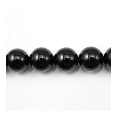 Filo di perline di agata nera naturale, rotondo, diametro 14 mm, foro 2 mm, circa 28 perline per filo, 15~16"