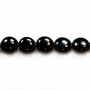 Fili di perline di agata nera naturale, rotondo piatto, 8 mm, foro 1 mm, 49 perline/filamento, 15~16"