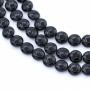 Fili di perline di agata nera naturale, rotondo piatto, 10 mm, foro 1 mm, 40 perline/filamento, 15~16"