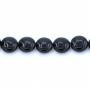 Schwarze Achate runde und flache Perlenkette Durchmesser 10mm Durchmesser des Loch 1mm ca. 40 Stck / Strang 15~16"