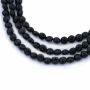 Natural Black Agate Beads Strand Flat Round 6mm Hole 0.8mm About 22 Beads/Strand 39-40cm