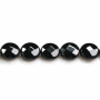 Agate noire ronde plate facette sur fil  Taille 12mm trou1.0mm Environ 33perles/fil 15~16"