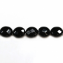 Fili di perline di agata nera naturale, tondo piatto sfaccettato, 18 mm, foro 1 mm, 22 perline/filamento, 15~16"