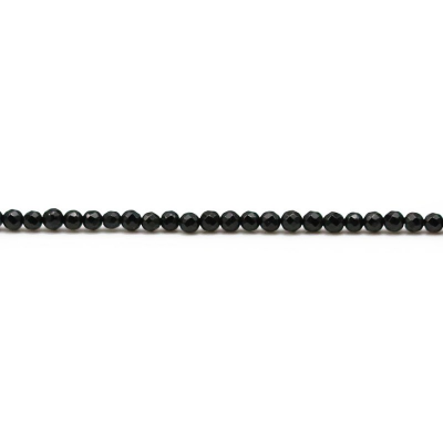 黒瑪瑙カット丸形ビーズ　長径　2mm 穴長径 0.5mm 200個珠/本