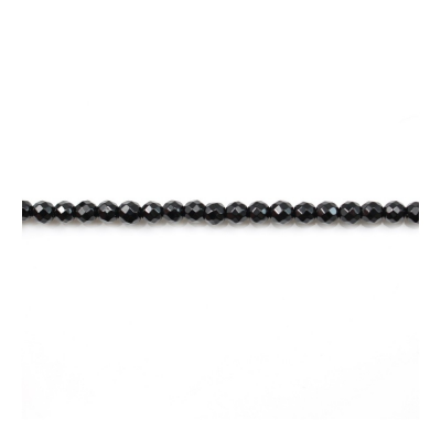 Fili di perline sfaccettate di agata nera, rotonde, 3 mm, foro 0,8 mm, circa 131 perline/filamento, 15~16"
