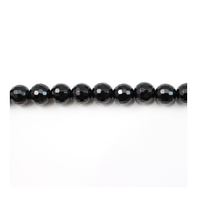 Fili di perline sfaccettate di agata nera, rotonde, 6 mm, foro 1 mm, circa 66 perline/filamento, 15~16"