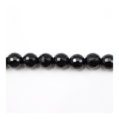 Natural Black Agate Beads Strand Faceted  Round 8mm Hole 1mm About 49 Beads/Strand 39-40cm